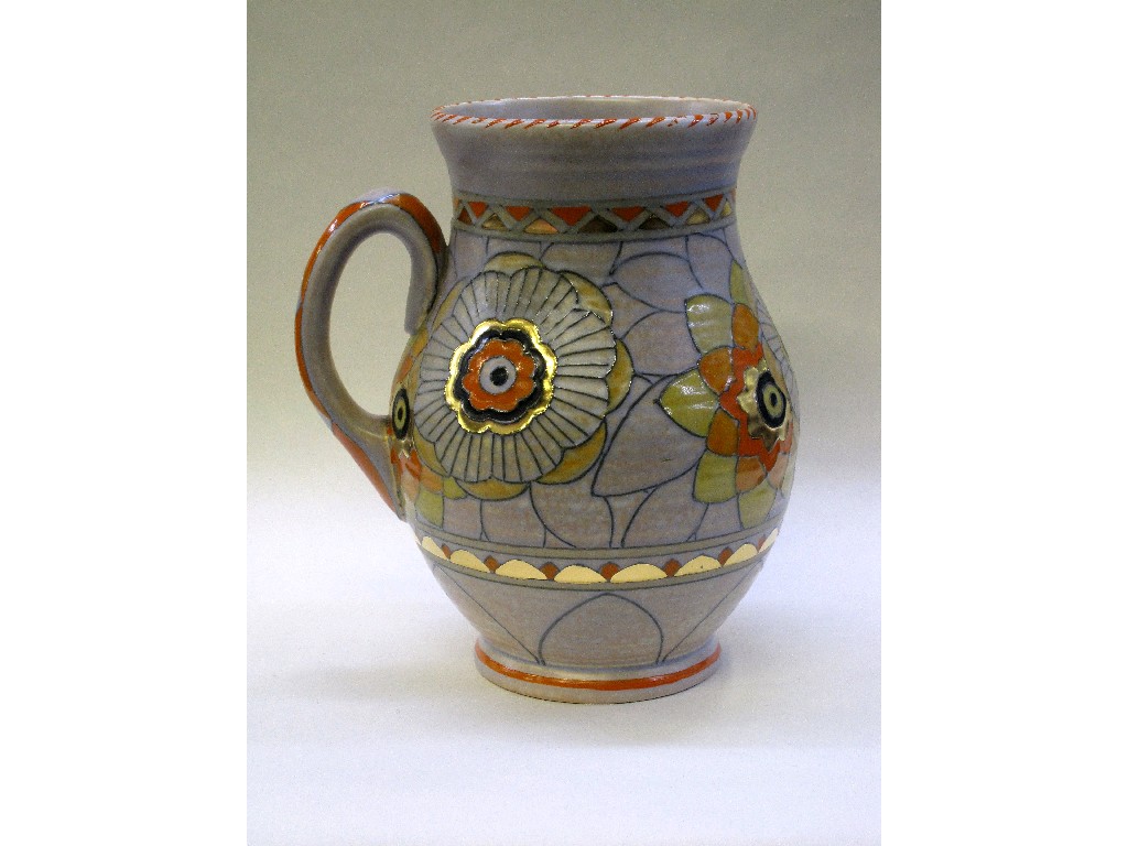 Appraisal: Charlotte Rhead Crown Ducal Rhodian pattern handled vase signed to