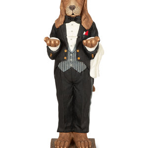 Appraisal: A Whimsical Painted Composition Figure of a Basset Hound Butler