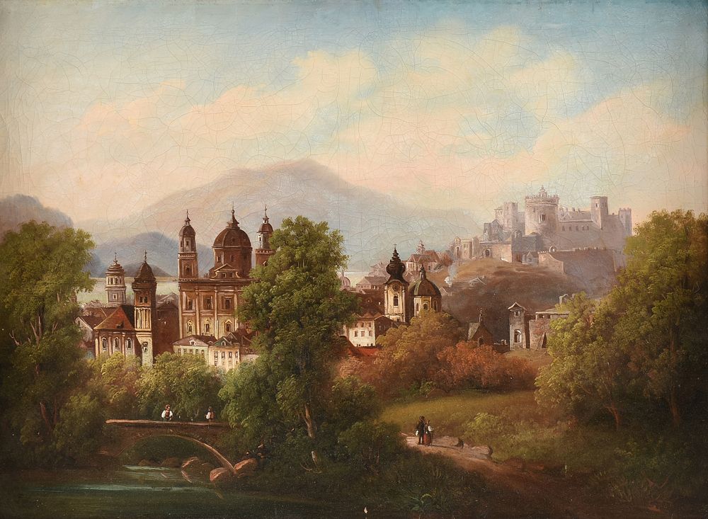 Appraisal: FERDINAND LEPIE Czech - A PAINTING View of Kost Castle