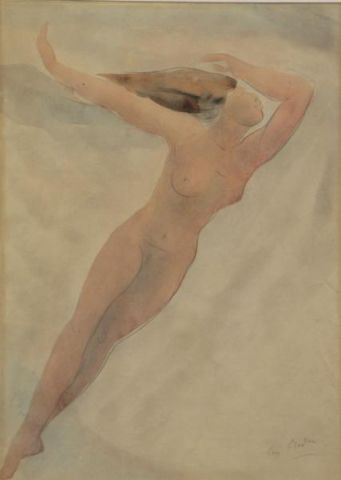 Appraisal: Manner of Rodin Signed Watercolor of a Nude Signed 'Rodin'