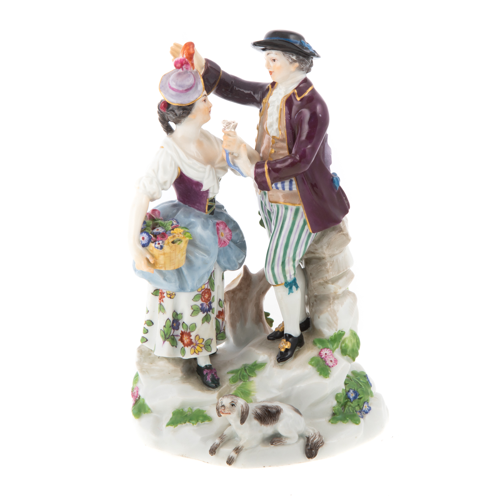 Appraisal: MEISSEN PORCELAIN FIGURAL GROUP Early th century young couple gathering