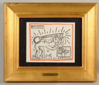 Appraisal: Keith Haring Marker Print This lot consists of a numbered