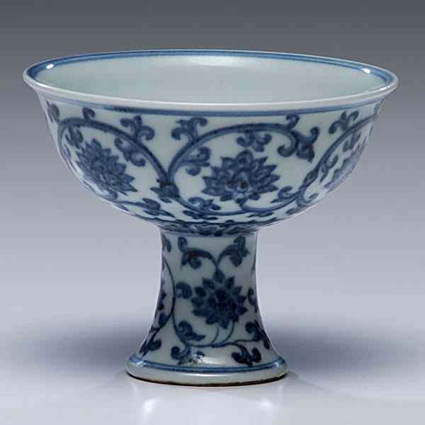 Appraisal: Blue and White Wine Cup Chinese a blue and white