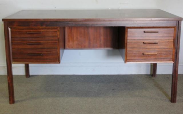 Appraisal: Midcentury Danish Rosewood Executive Desk Unmarked From a New Canaan