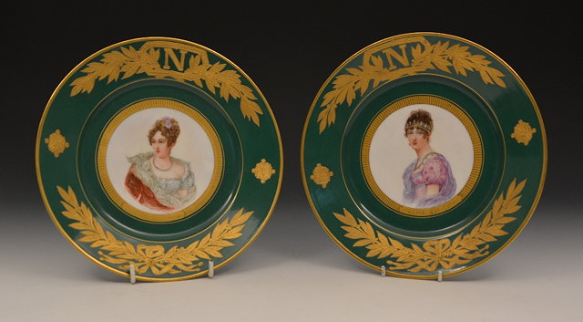 Appraisal: A pair of Sevres Limoges copies cabinet platesof green ground