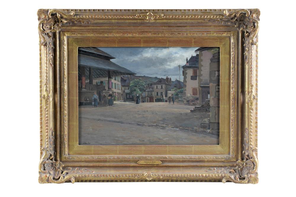 Appraisal: ARTHUR GUE FRENCH STREET SCENE oil on canvas signed lower