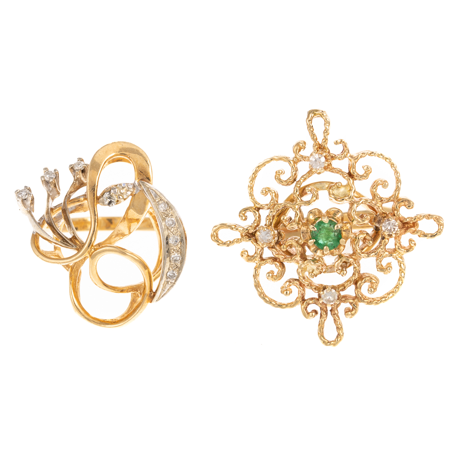 Appraisal: TWO GEMSTONE RINGS IN K YELLOW GOLD K yellow gold