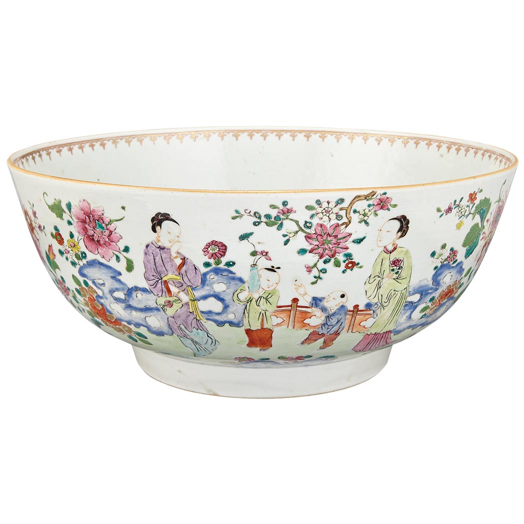 Appraisal: Chinese Export Famille Rose Porcelain Punch Bowl th Century The