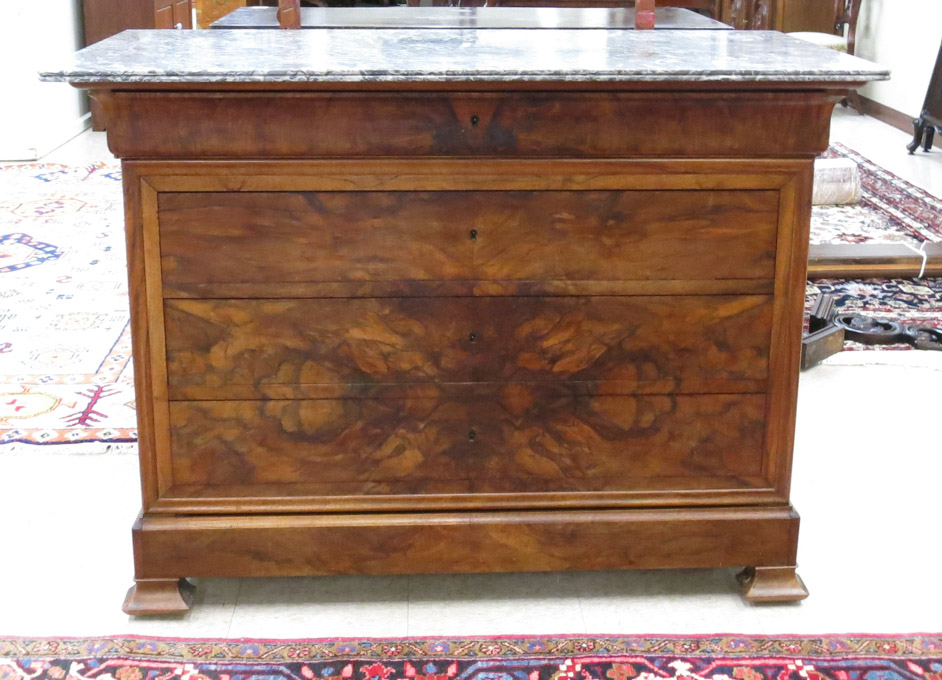 Appraisal: EMPIRE MAHOGANY CHEST OF DRAWERS Continental th century having four