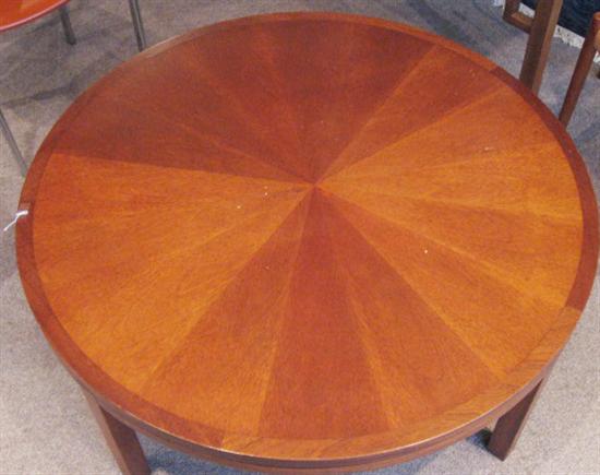 Appraisal: Walnut Coffee Table with subtle pie-shaped design '' H ''