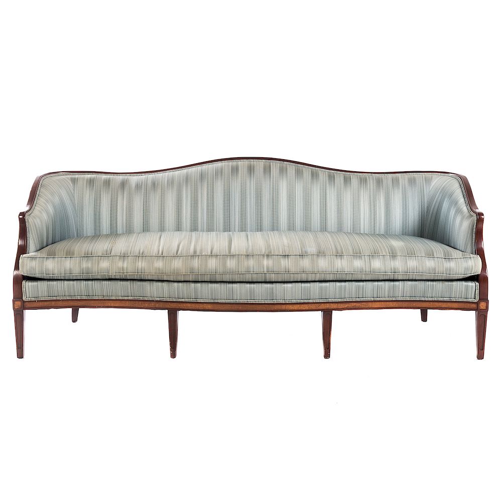 Appraisal: Hickory Chair Georgian Style Cabriole Sofa th century mahogany frame