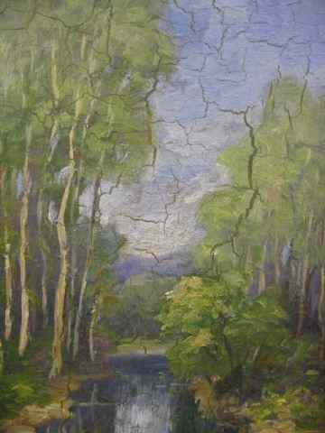 Appraisal: Raymond Woog Oil landscape with stream image area '' x