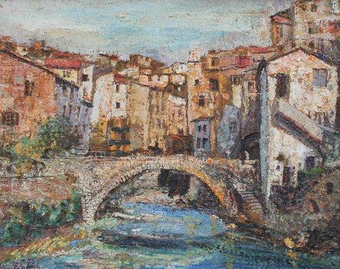 Appraisal: KASAS Ernest Hungarian - Venetian Canal Scene Oil Canvas ''