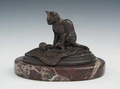 Appraisal: Emmanuel Fremiet French - Chat Assis Bronze with dark brown