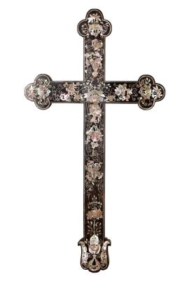 Appraisal: An ebony and abalone inlaid cross perhaps Portuguese Colonial cm