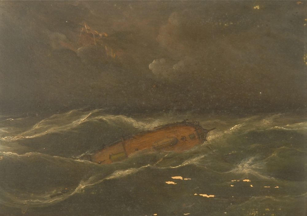 Appraisal: FRAMED PAINTING Shipwreck scene In the manner of Clement Drew