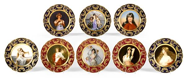 Appraisal: An assembled set of eight Dresden porcelain cabinet plates late