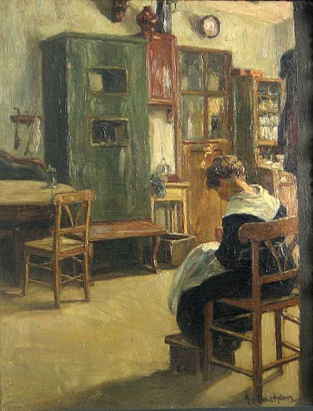 Appraisal: Gottfried Albert Maria Bachem German born A kitchen interior with