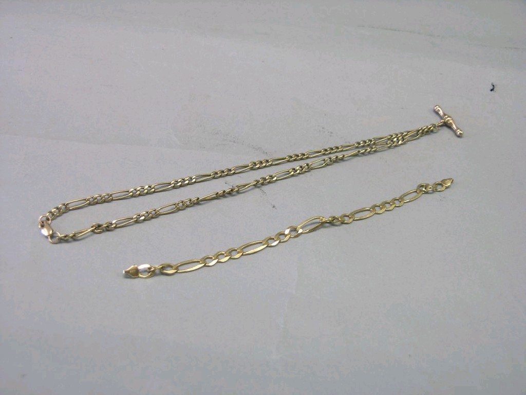 Appraisal: Two ct gold link chains grams total