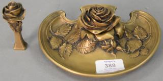 Appraisal: Bronze rose inkwell and seal stamp both marked Marot lg