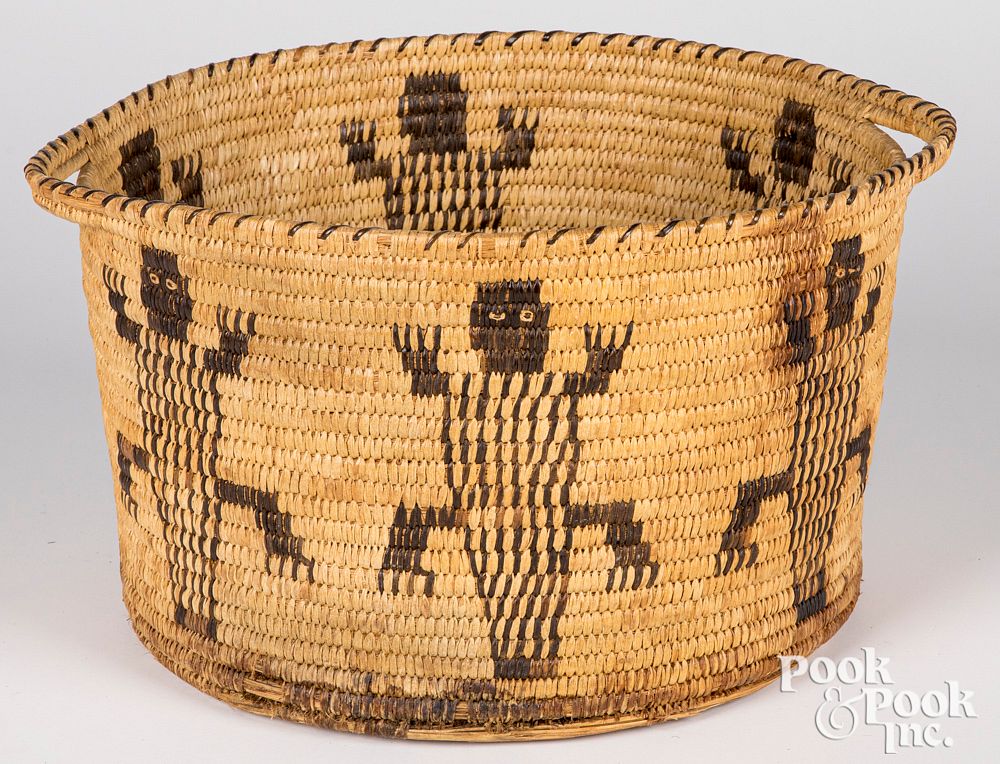 Appraisal: Papago Indian coiled basket Papago Indian coiled basket having two