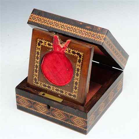 Appraisal: A TUNBRIDGEWARE WATCH HOLDER in the form of a box