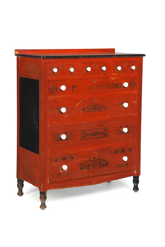 Appraisal: DECORATED CHEST OF DRAWERS Western Pennsylvania or the Midwest dated