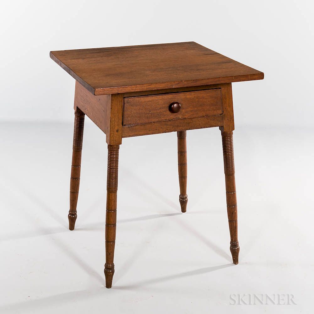 Appraisal: Large Walnut One-drawer Splay-leg Stand Large Walnut One-drawer Splay-leg Stand