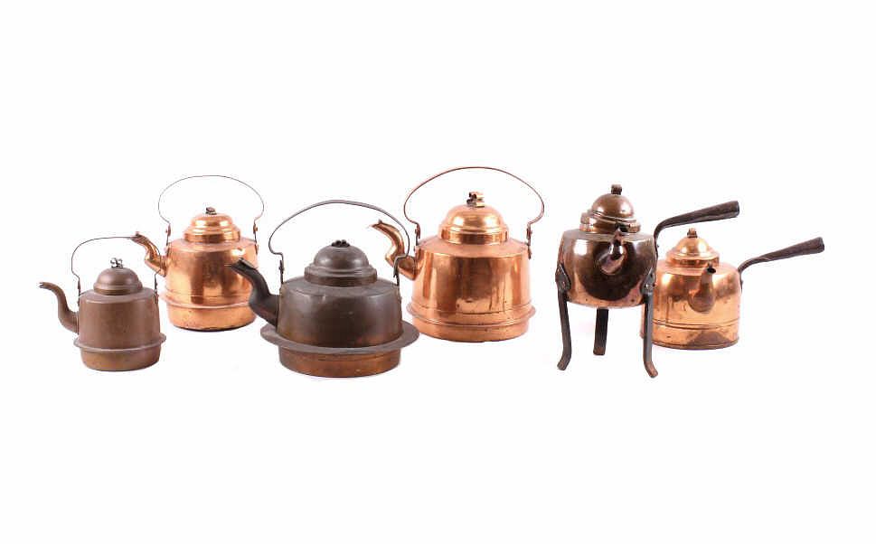 Appraisal: Early s Dovetail Copper Tea Kettle Collection For your consideration