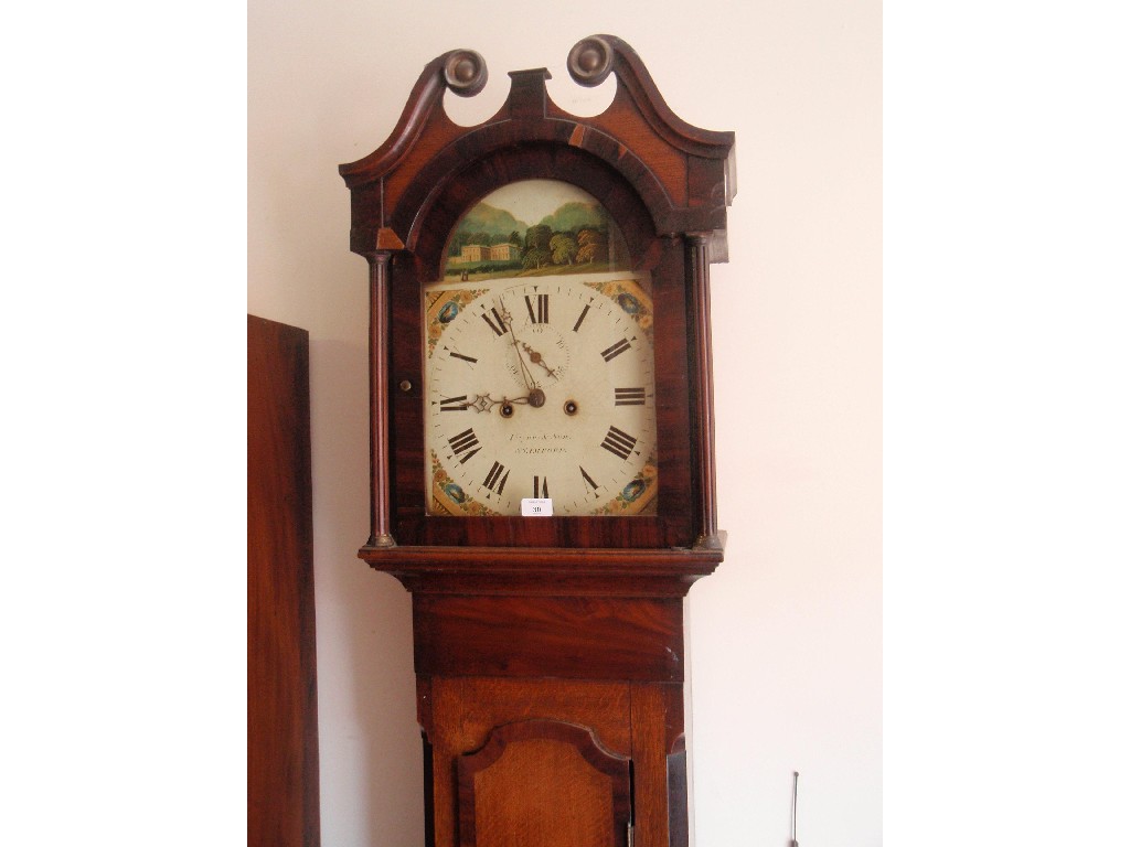 Appraisal: An early th century oak and mahogany long case clock