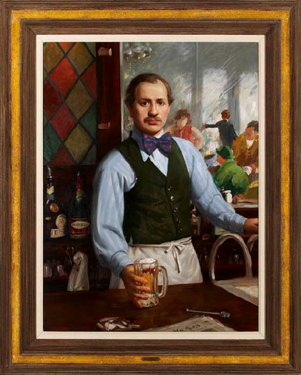 Appraisal: David Hatfield American New York b Bartender oil on canvas