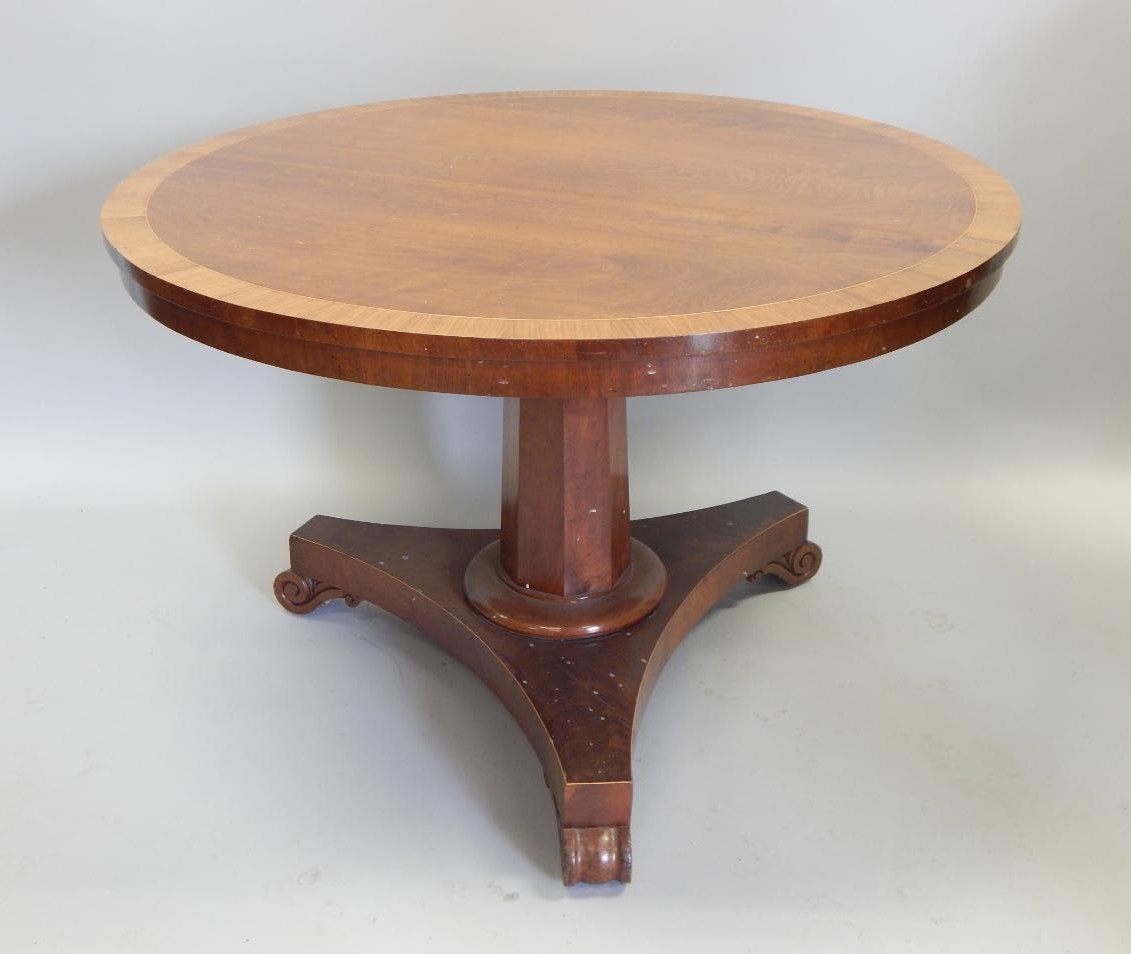 Appraisal: A mahogany dining table with a circular tilt top with