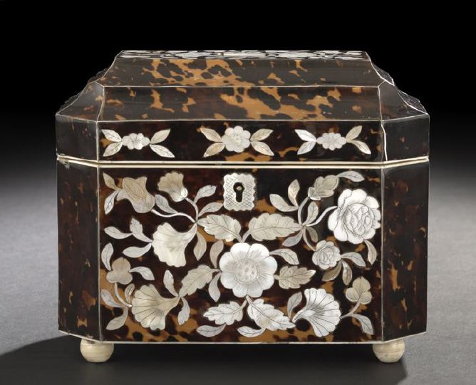 Appraisal: Attractive English Inlaid Tortoiseshell Double-Compartment Tea Box second quarter th