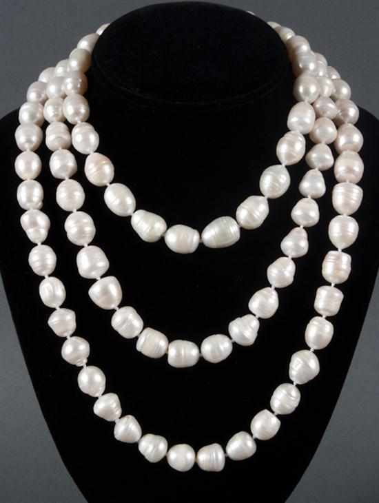 Appraisal: Cultured baroque pearl necklace pearls approximately mm diameters necklace approximately