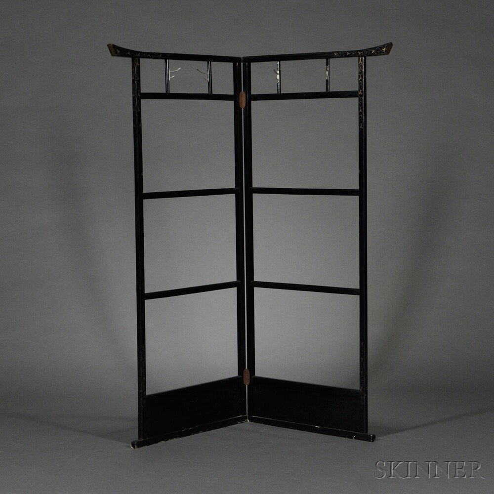 Appraisal: Hinged Lacquer Robe Rack Japan th century the two sections