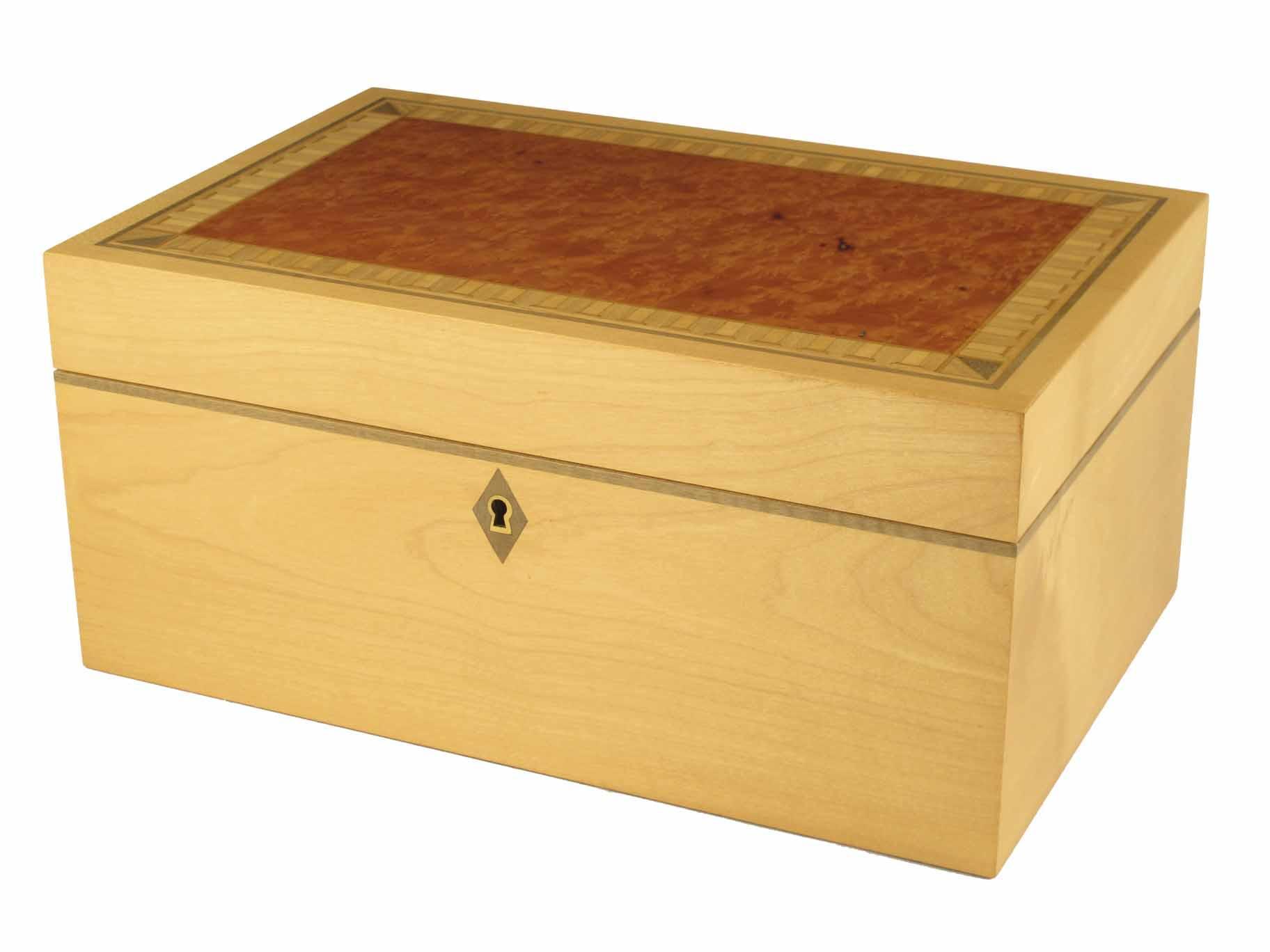 Appraisal: David Linley for Alfred Dunhill A sycamore and marquetry humidor