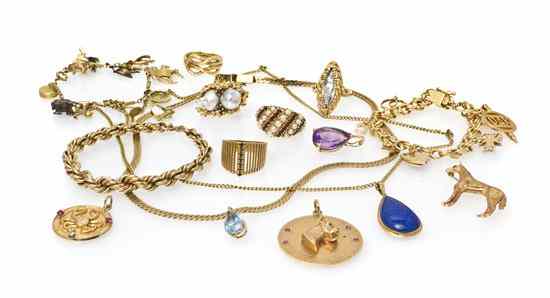 Appraisal: An Assortment of Karat Yellow Gold Jewelry consisting of five