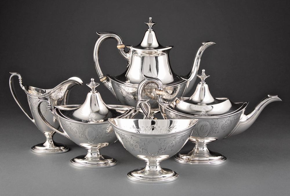 Appraisal: Gorham Plymouth Pattern Sterling Silver Coffee and Tea Service incl