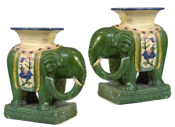 Appraisal: A pair of Chinese glazed earthenware garden seats in the