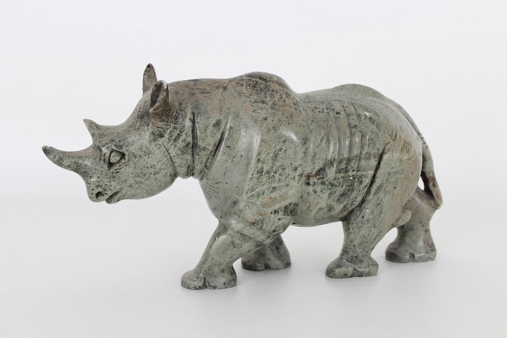 Appraisal: Carved Stone Rhinoceros Vintage Carved Stone Rhinoceros Appears to be