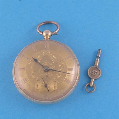 Appraisal: A Victorian ct gold open faced pocket watch the gold