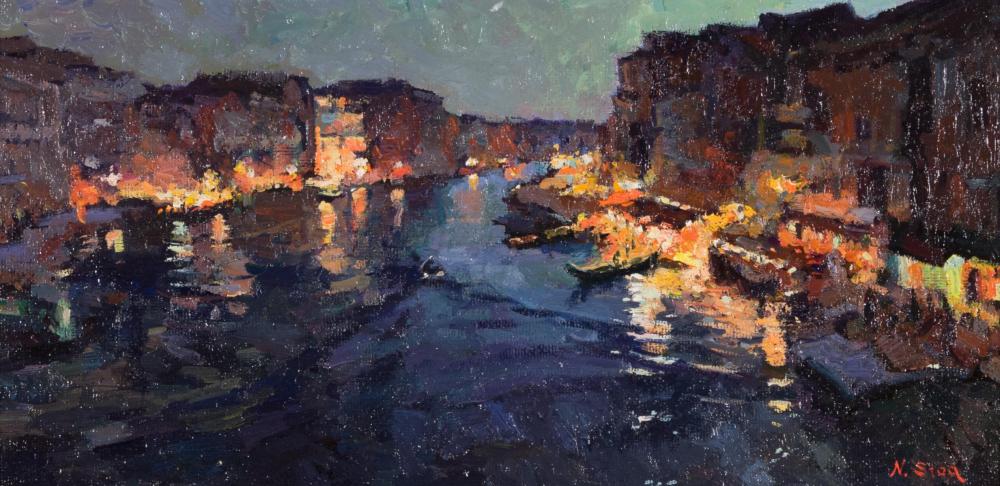 Appraisal: NICK STOQ United States st century oil onboard Nocturnal Venice