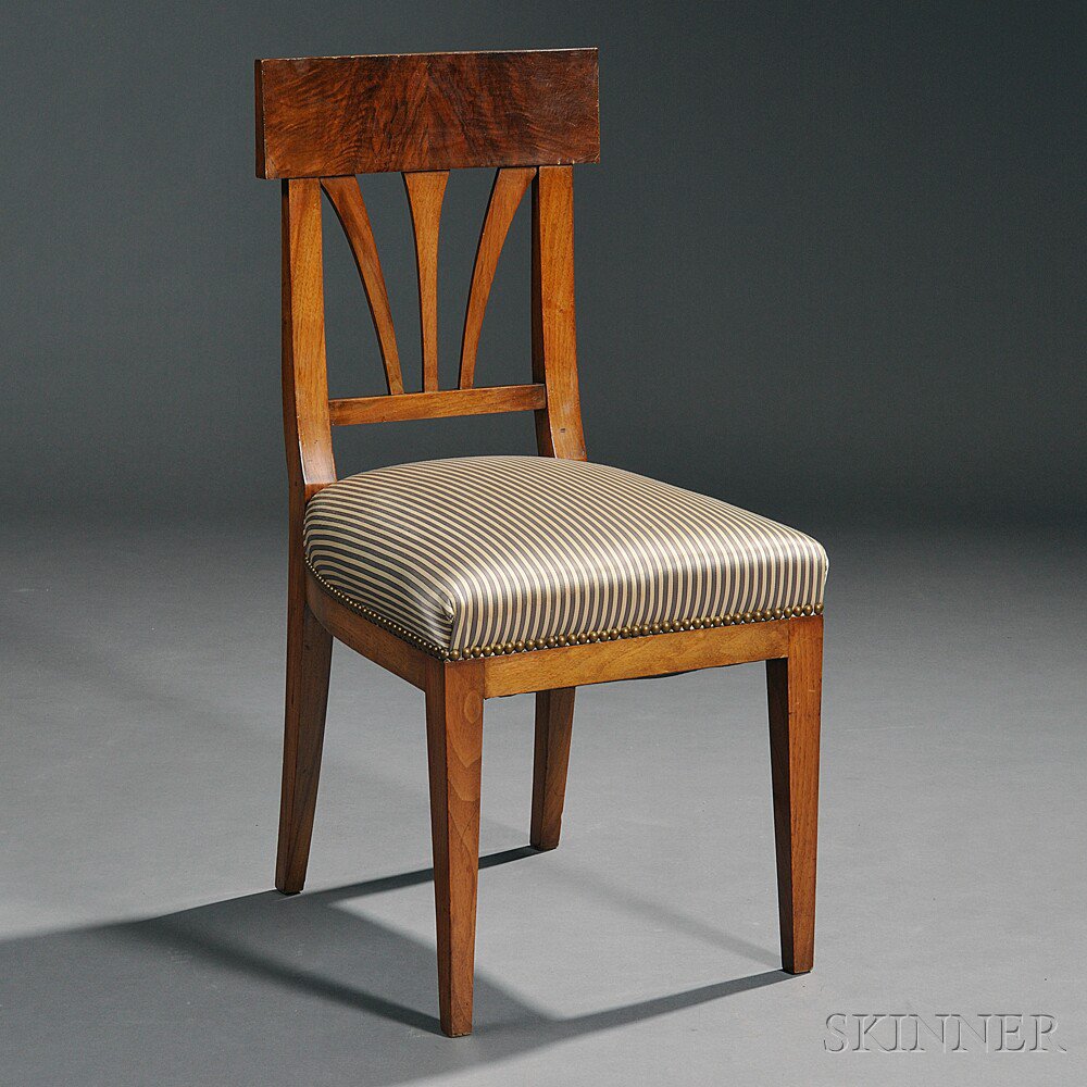 Appraisal: Biedermeier Walnut Side Chair with wide crest rail fan backsplat