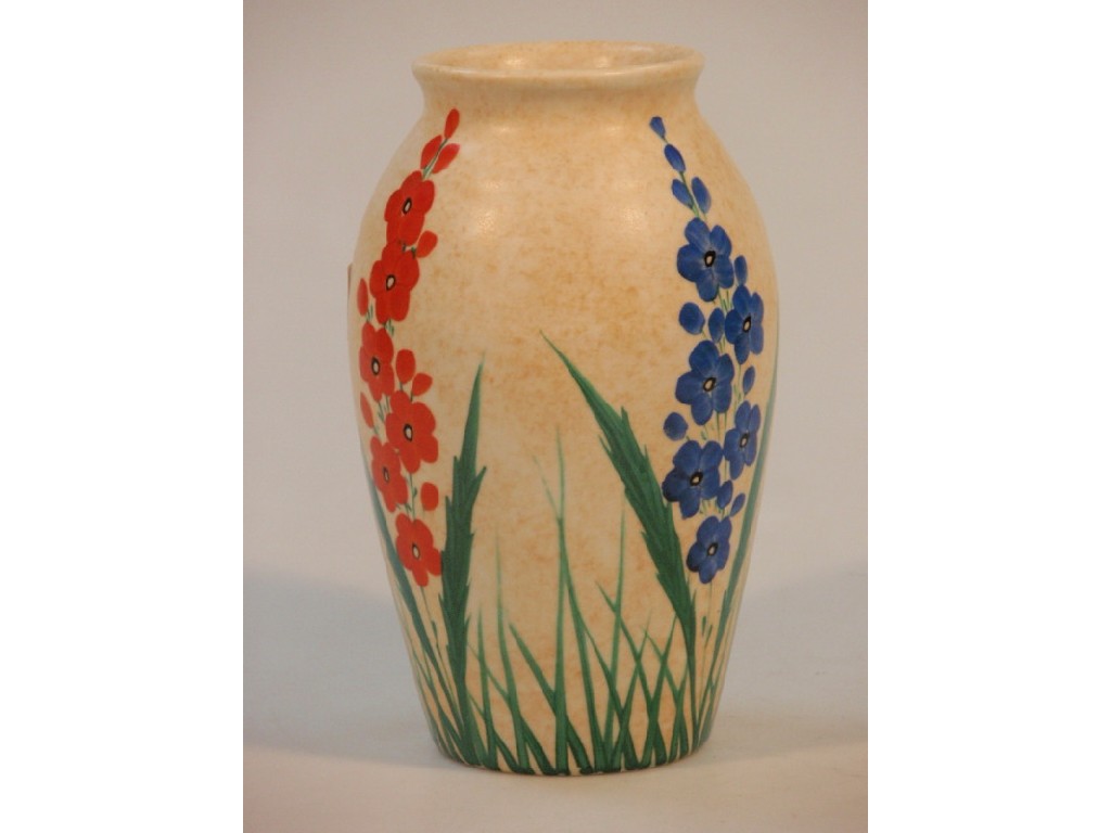 Appraisal: A Radford pottery ovoid vase painted with scarlet flowers and