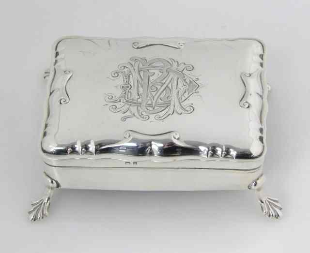 Appraisal: A silver trinket box Birmingham with monogrammed lid and on