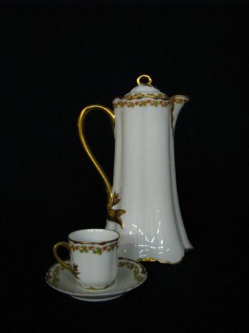 Appraisal: Haviland Limoges porcelain chocolate set six cups and saucers gold