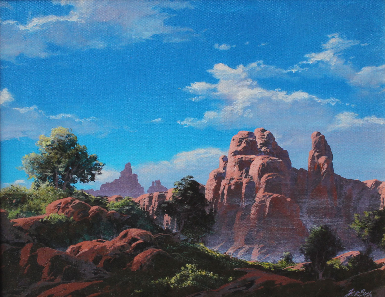 Appraisal: SOUTHWESTERN DESERT LANDSCAPE PAINTING BY BUSH ''Moments Stopped in Time''