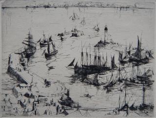 Appraisal: Armin Hansen etching Armin Hansen American - - ''Snug Harbor''