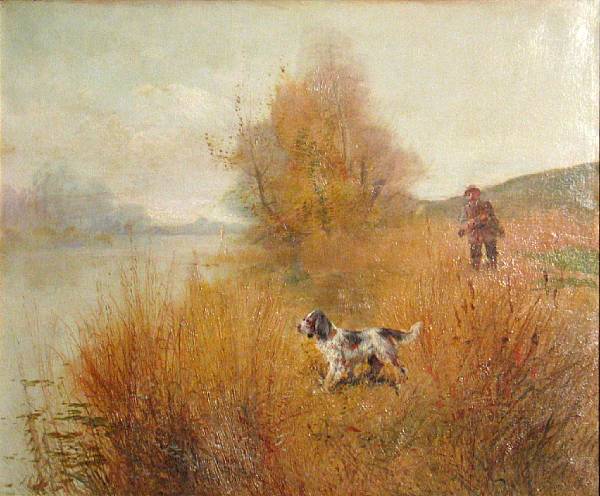 Appraisal: British School th century Out hunting oil on canvas x