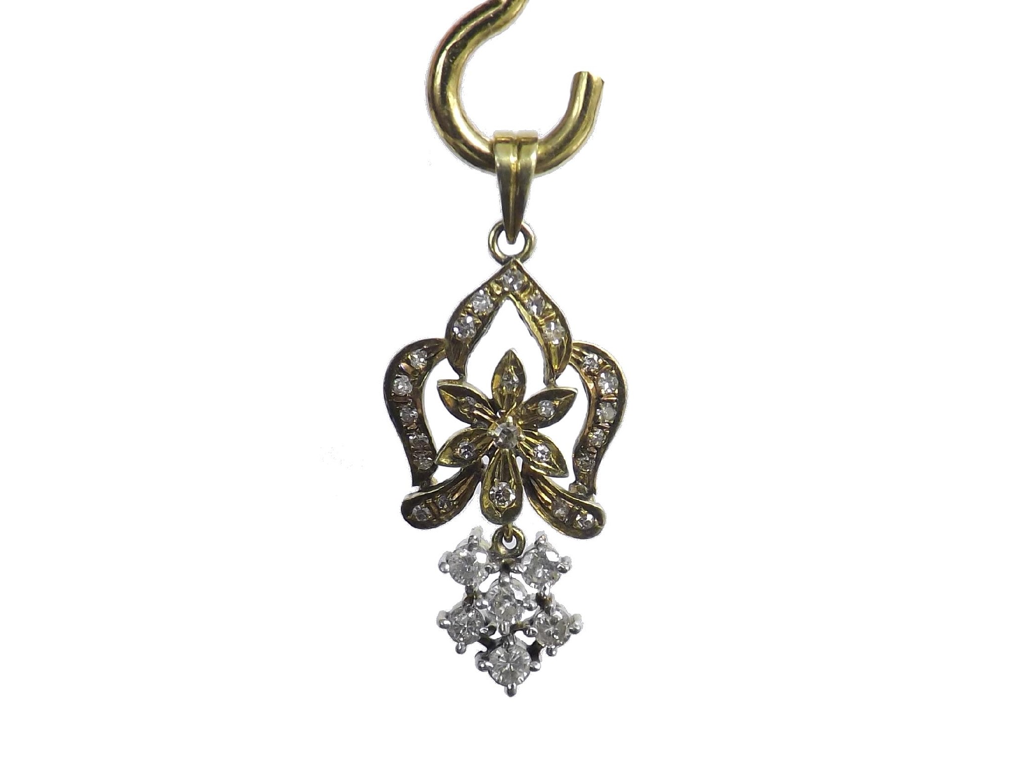 Appraisal: -D k diamond set floral drop pendant gm drop mm